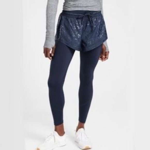 Athleta Rainer 2 in 1 Tight Leggings Athletic Built in Shorts - Picture 1 of 7